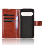 Til Google Pixel 9 Pro / Pixel 9 Etui Crazy Horse Tekstur PU Læder Pung Beskyttende Telefoncover