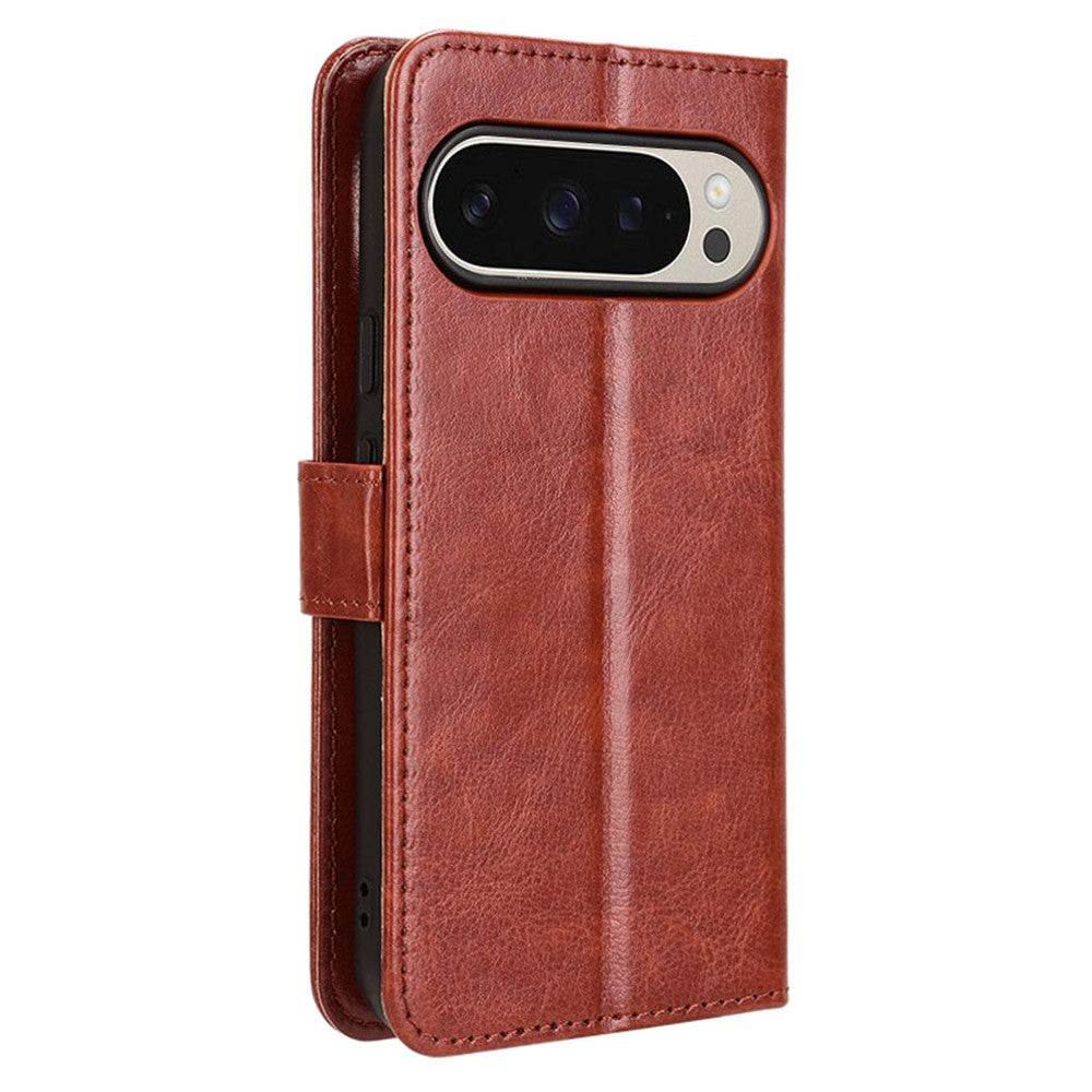 Til Google Pixel 9 Pro / Pixel 9 Etui Crazy Horse Tekstur PU Læder Pung Beskyttende Telefoncover
