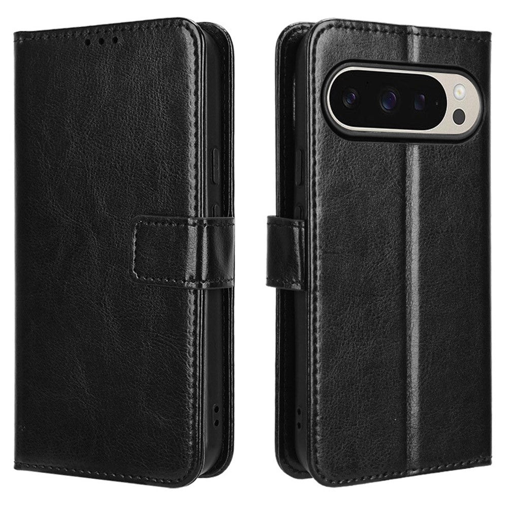 Til Google Pixel 9 Pro / Pixel 9 Etui Crazy Horse Tekstur PU Læder Pung Beskyttende Telefoncover