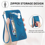 For Xiaomi Redmi Note 13 Pro 4G / Poco M6 Pro 4G Zipper Wallet Case with Strap Flower Imprint PU Leather Phone Cover