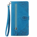 For Xiaomi Redmi Note 13 Pro 4G / Poco M6 Pro 4G Zipper Wallet Case with Strap Flower Imprint PU Leather Phone Cover