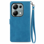For Xiaomi Redmi Note 13 Pro 4G / Poco M6 Pro 4G Zipper Wallet Case with Strap Flower Imprint PU Leather Phone Cover