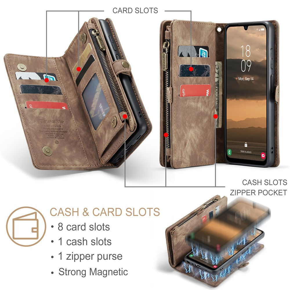 For Samsung Galaxy A25 5G (Global) (161mm) Phone Cases CASEME 008 Leather Cover with Detachable Wallet and Strap