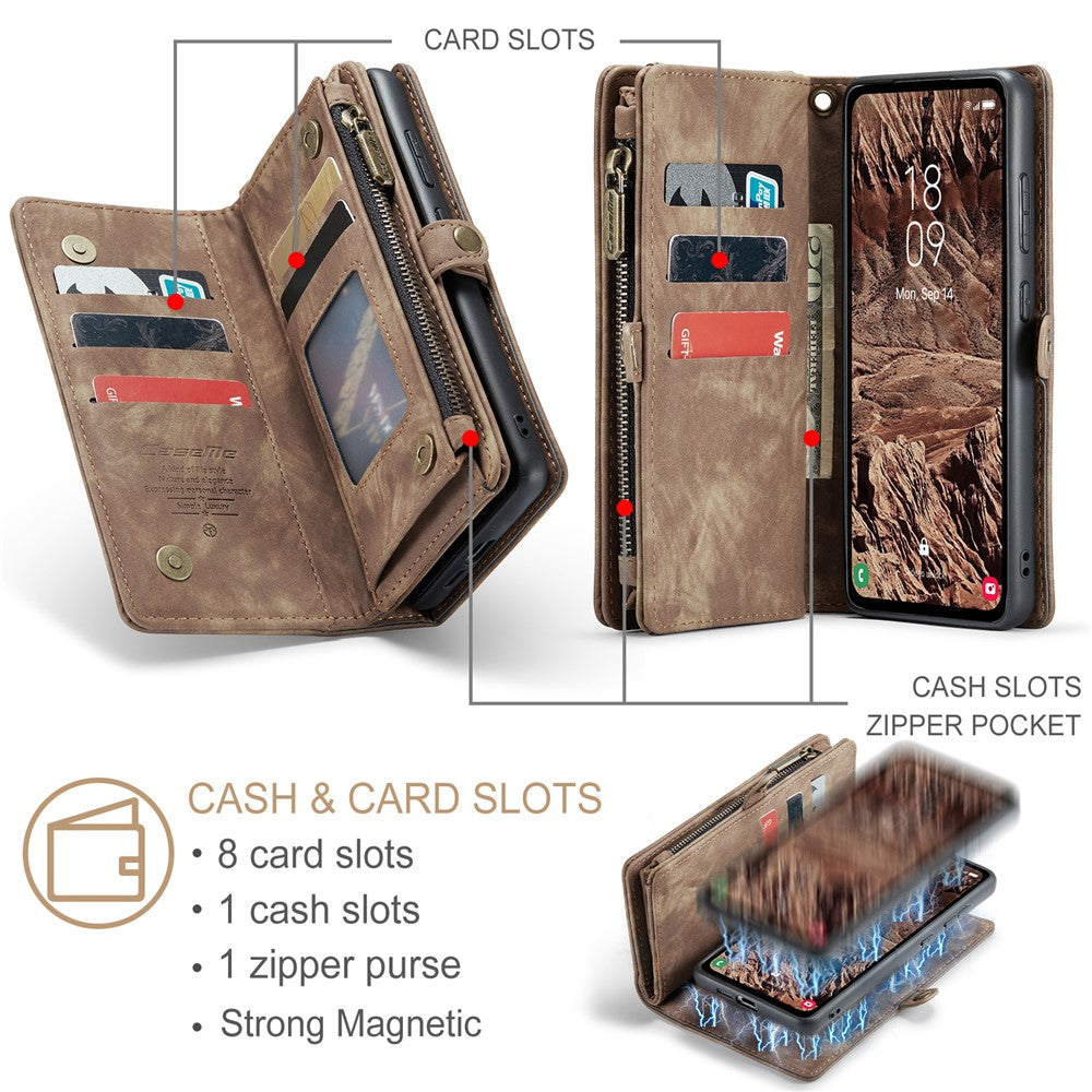 For Samsung Galaxy A55 5G Phone Cases CASEME 008 Leather Cover with Detachable Wallet and Strap