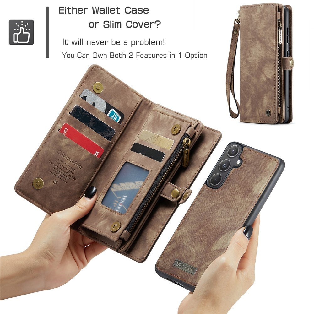 For Samsung Galaxy A55 5G Phone Cases CASEME 008 Leather Cover with Detachable Wallet and Strap