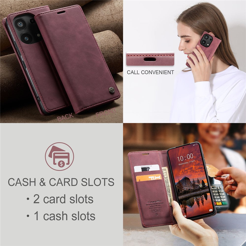 CASEME 013 Series For Xiaomi Redmi Note 13 Pro 4G / Poco M6 Pro 4G Leather Case Card Holder Phone Cover