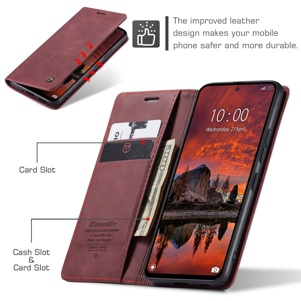 CASEME 013 Series For Xiaomi Redmi Note 13 Pro 4G / Poco M6 Pro 4G Leather Case Card Holder Phone Cover