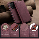 CASEME 013 Series For Xiaomi Redmi Note 13 Pro 4G / Poco M6 Pro 4G Leather Case Card Holder Phone Cover
