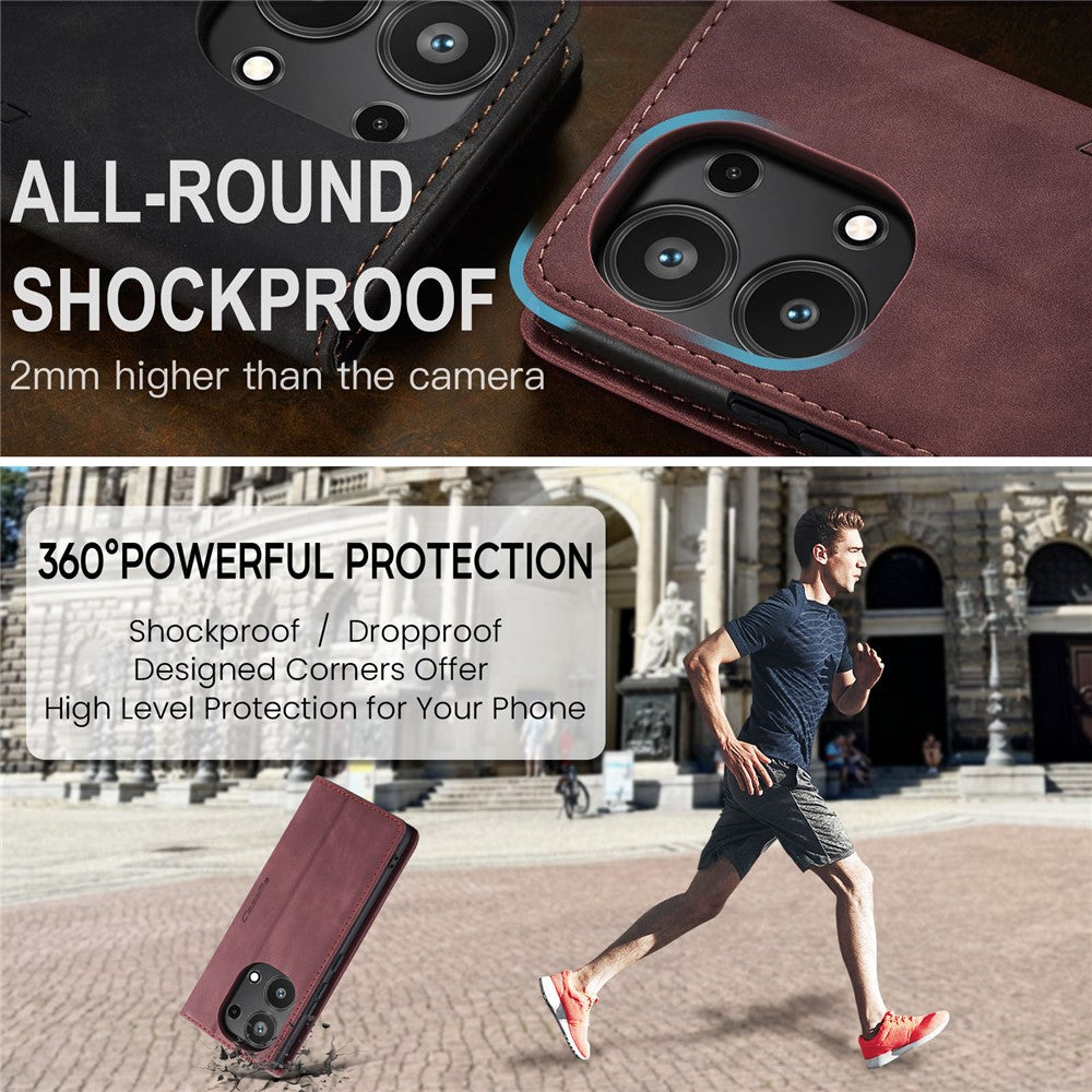 CASEME 013 Series For Xiaomi Redmi Note 13 Pro 4G / Poco M6 Pro 4G Leather Case Card Holder Phone Cover