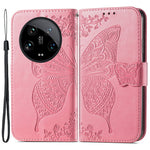 For Xiaomi 14 Ultra PU Leather Case Imprint Butterfly Flower Phone Cover