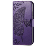 For Xiaomi 14 Ultra PU Leather Case Imprint Butterfly Flower Phone Cover
