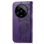 For Xiaomi 14 Ultra PU Leather Case Imprint Butterfly Flower Phone Cover