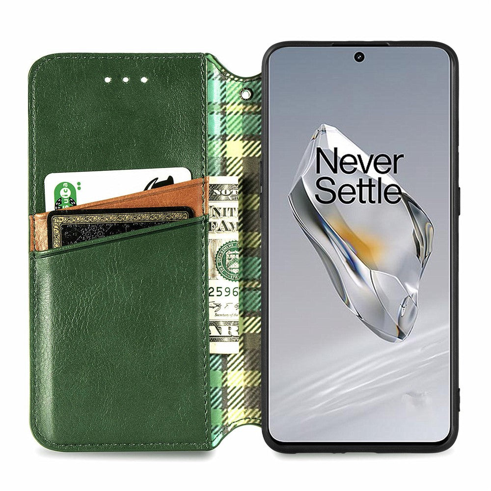 OnePlus 12 5G PU-läderfodral Rhombus Imprint plånboksfodral