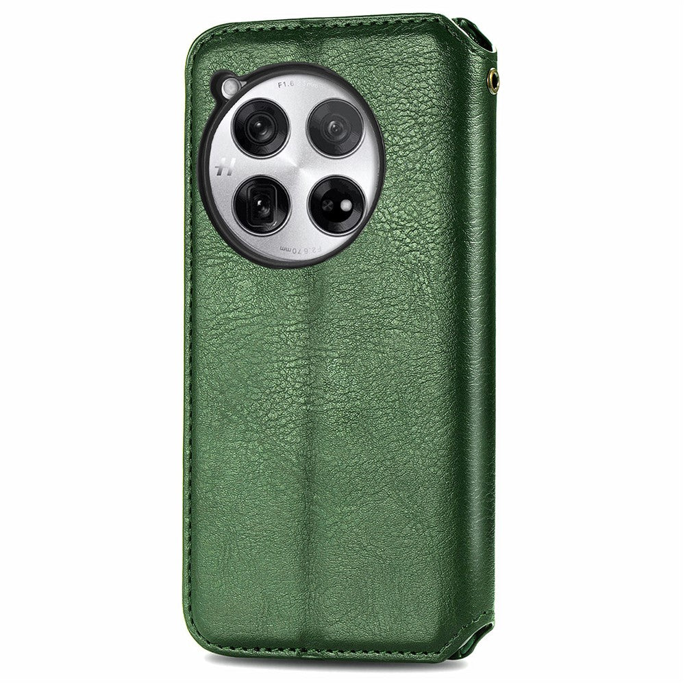 OnePlus 12 5G PU-läderfodral Rhombus Imprint plånboksfodral