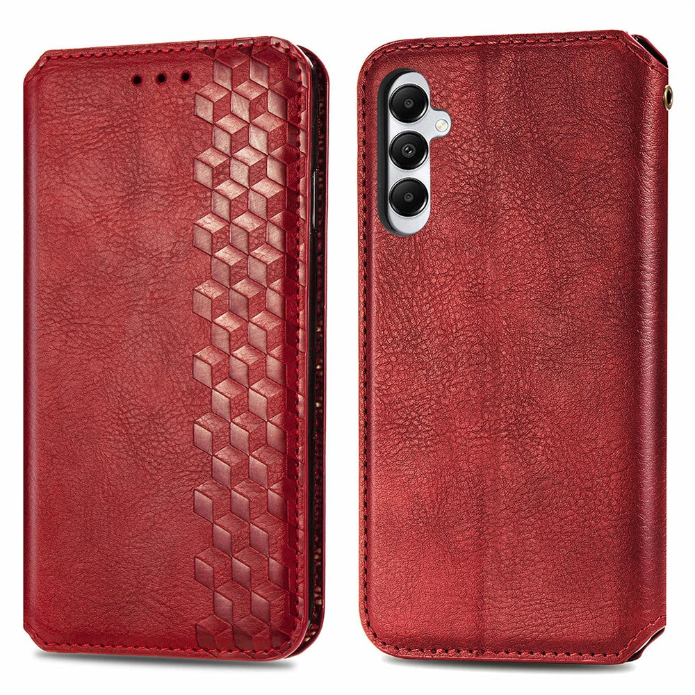 For Samsung Galaxy A05s 4G PU Leather Case Rhombus Imprint Wallet Stand Phone Cover