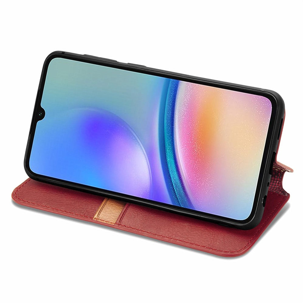 For Samsung Galaxy A05s 4G PU Leather Case Rhombus Imprint Wallet Stand Phone Cover