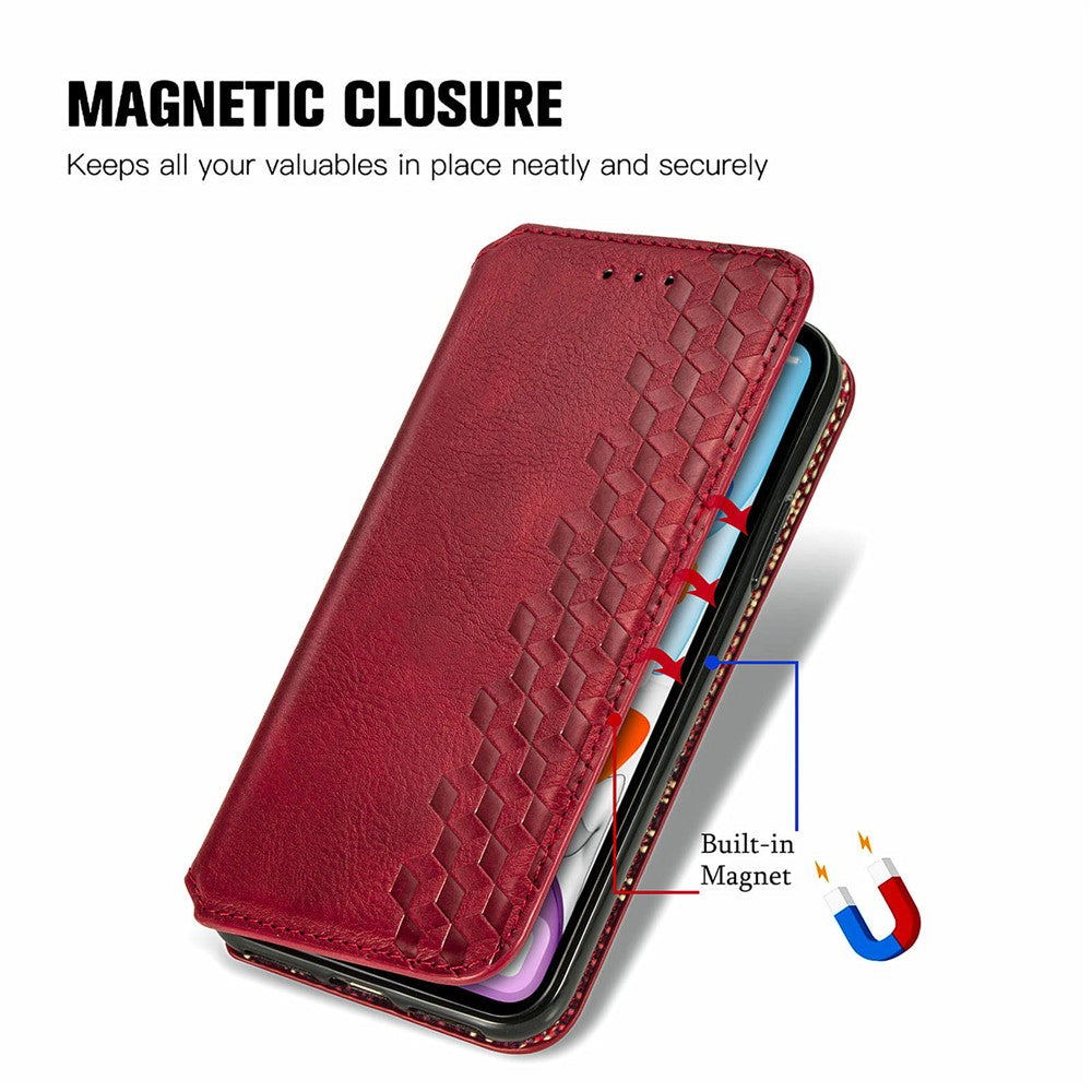 For Samsung Galaxy A05s 4G PU Leather Case Rhombus Imprint Wallet Stand Phone Cover