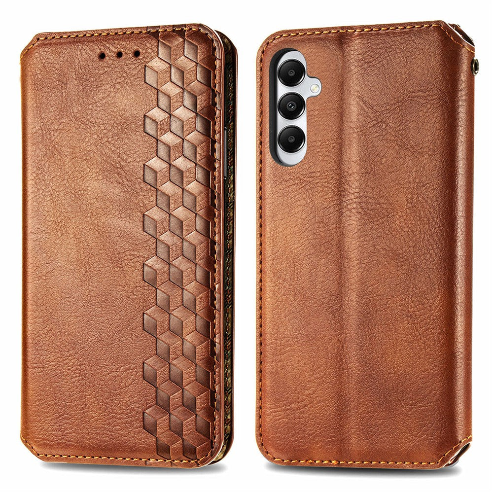 For Samsung Galaxy A05s 4G PU Leather Case Rhombus Imprint Wallet Stand Phone Cover