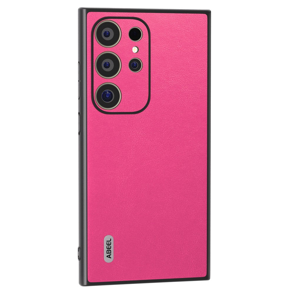 ABEEL til Samsung Galaxy S24 Ultra Cover Tekstureret Læderbelagt PC+TPU Hybrid Slankt Cover