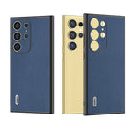 ABEEL For Samsung Galaxy S24 Ultra Case Cowhide Leather Soft TPU Hard PC Hybrid Phone Cover