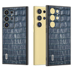 ABEEL til Samsung Galaxy S24 Ultra Cover Ægte Koskind Krokodillemønster Mobiltelefon Cover