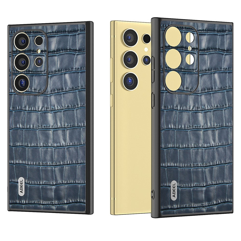 ABEEL til Samsung Galaxy S24 Ultra Cover Ægte Koskind Krokodillemønster Mobiltelefon Cover