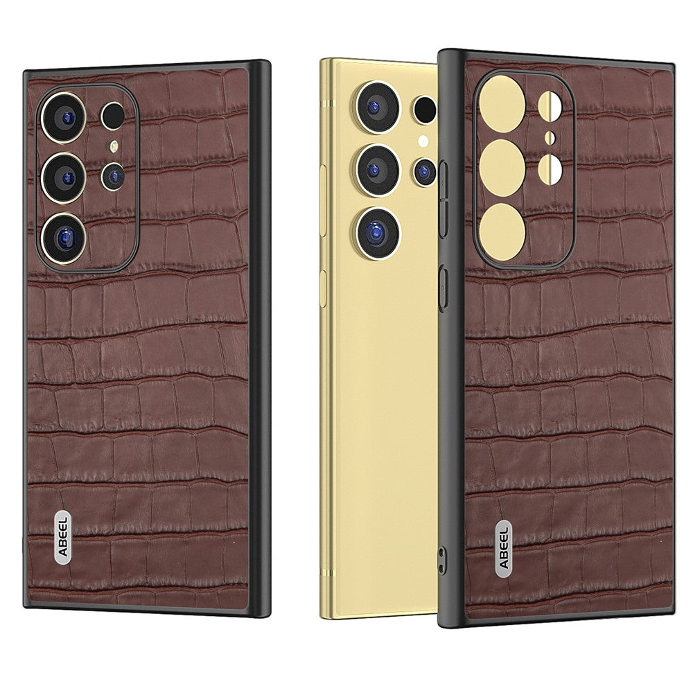 ABEEL til Samsung Galaxy S24 Ultra Cover Ægte Koskind Krokodillemønster Mobiltelefon Cover