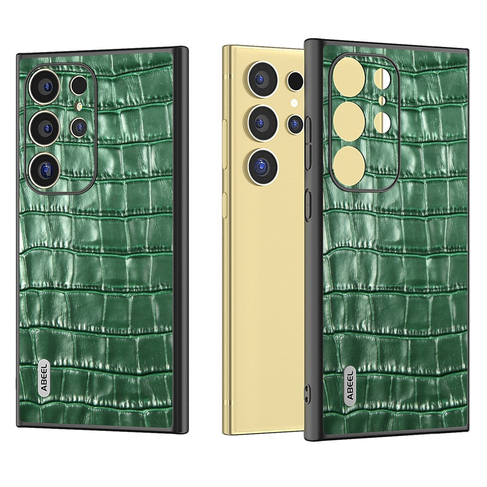 ABEEL til Samsung Galaxy S24 Ultra Cover Ægte Koskind Krokodillemønster Mobiltelefon Cover