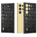 ABEEL til Samsung Galaxy S24 Ultra Cover Ægte Koskind Krokodillemønster Mobiltelefon Cover