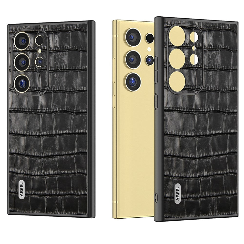 ABEEL til Samsung Galaxy S24 Ultra Cover Ægte Koskind Krokodillemønster Mobiltelefon Cover