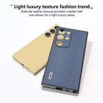 ABEEL For Samsung Galaxy S24 Ultra Case Carbon Fiber Texture PU Leather+PC+TPU Cell Phone Cover