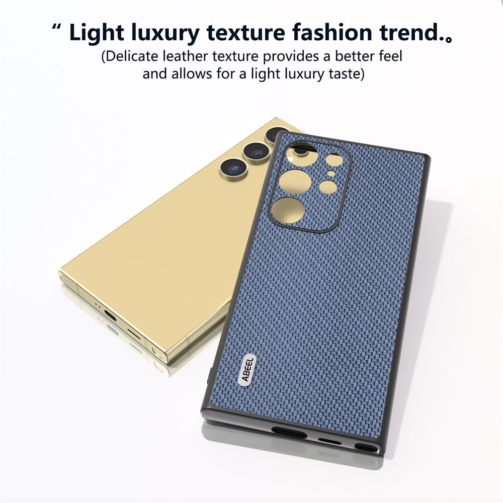 ABEEL For Samsung Galaxy S24 Ultra Case Carbon Fiber Texture PU Leather+PC+TPU Cell Phone Cover