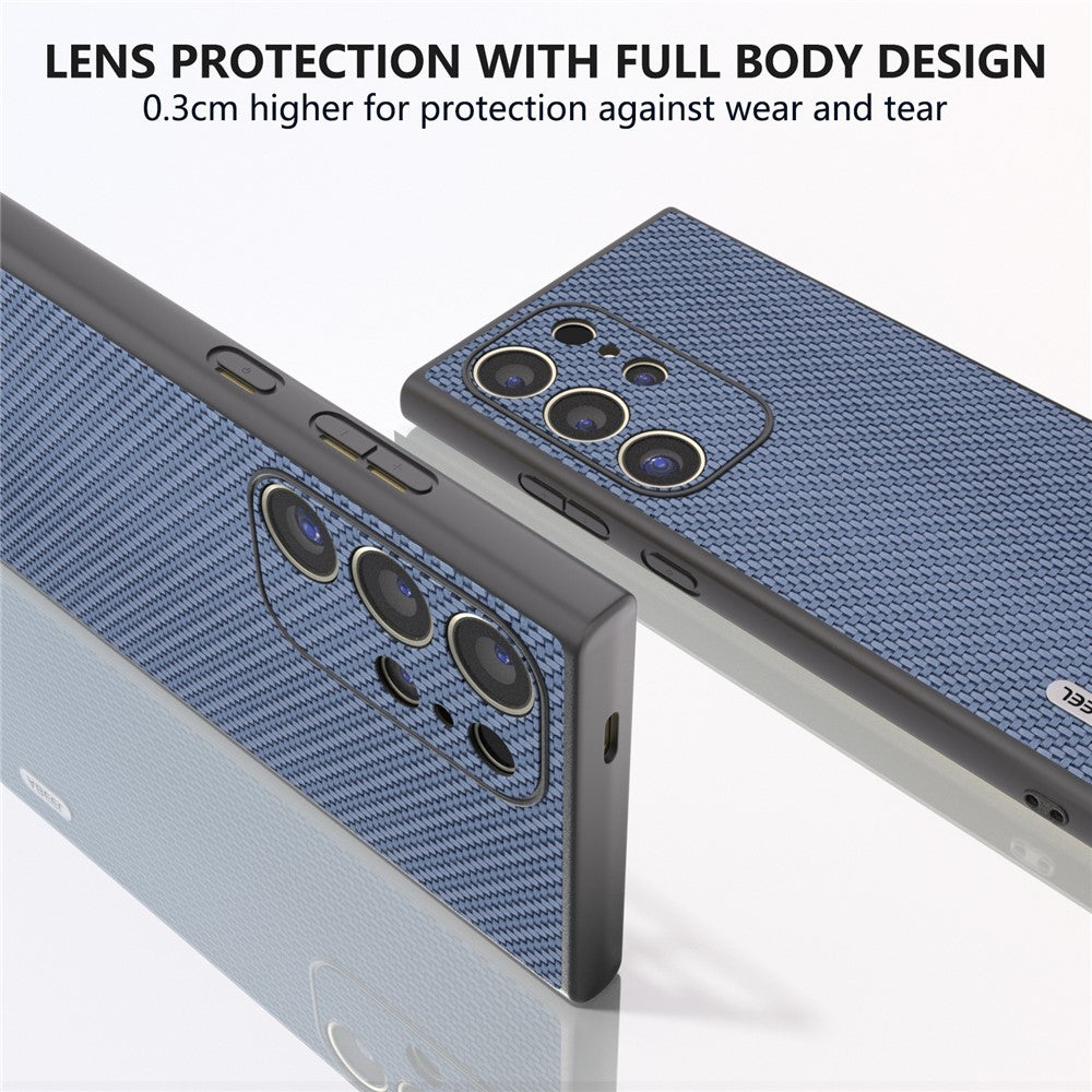 ABEEL For Samsung Galaxy S24 Ultra Case Carbon Fiber Texture PU Leather+PC+TPU Cell Phone Cover