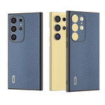 ABEEL For Samsung Galaxy S24 Ultra Case Carbon Fiber Texture PU Leather+PC+TPU Cell Phone Cover