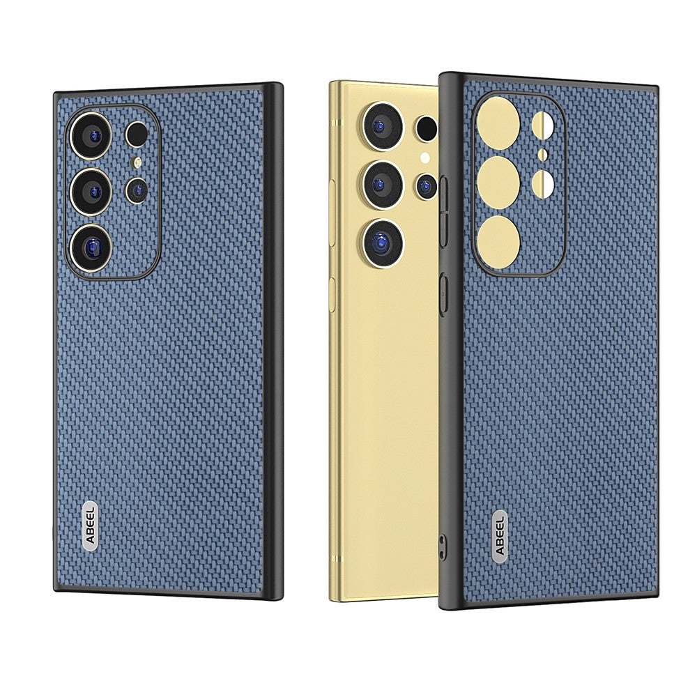 ABEEL For Samsung Galaxy S24 Ultra Case Carbon Fiber Texture PU Leather+PC+TPU Cell Phone Cover