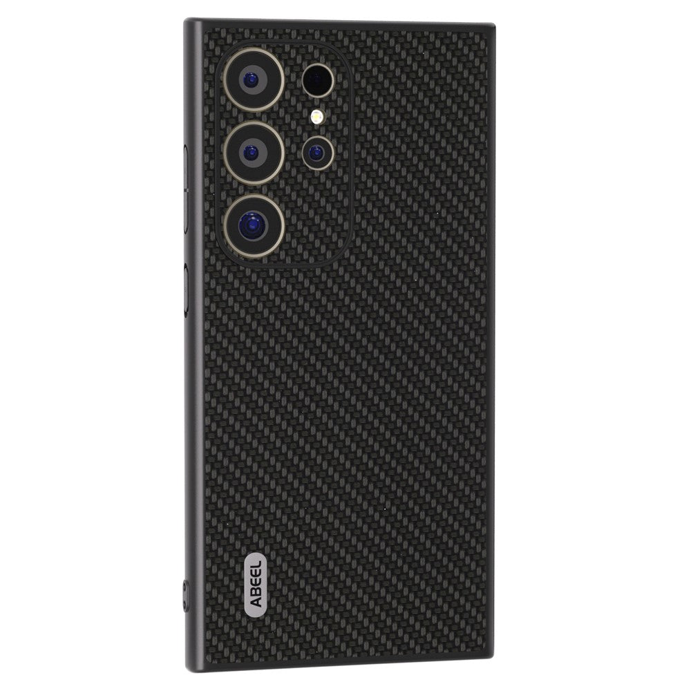 ABEEL For Samsung Galaxy S24 Ultra Case Carbon Fiber Texture PU Leather+PC+TPU Cell Phone Cover