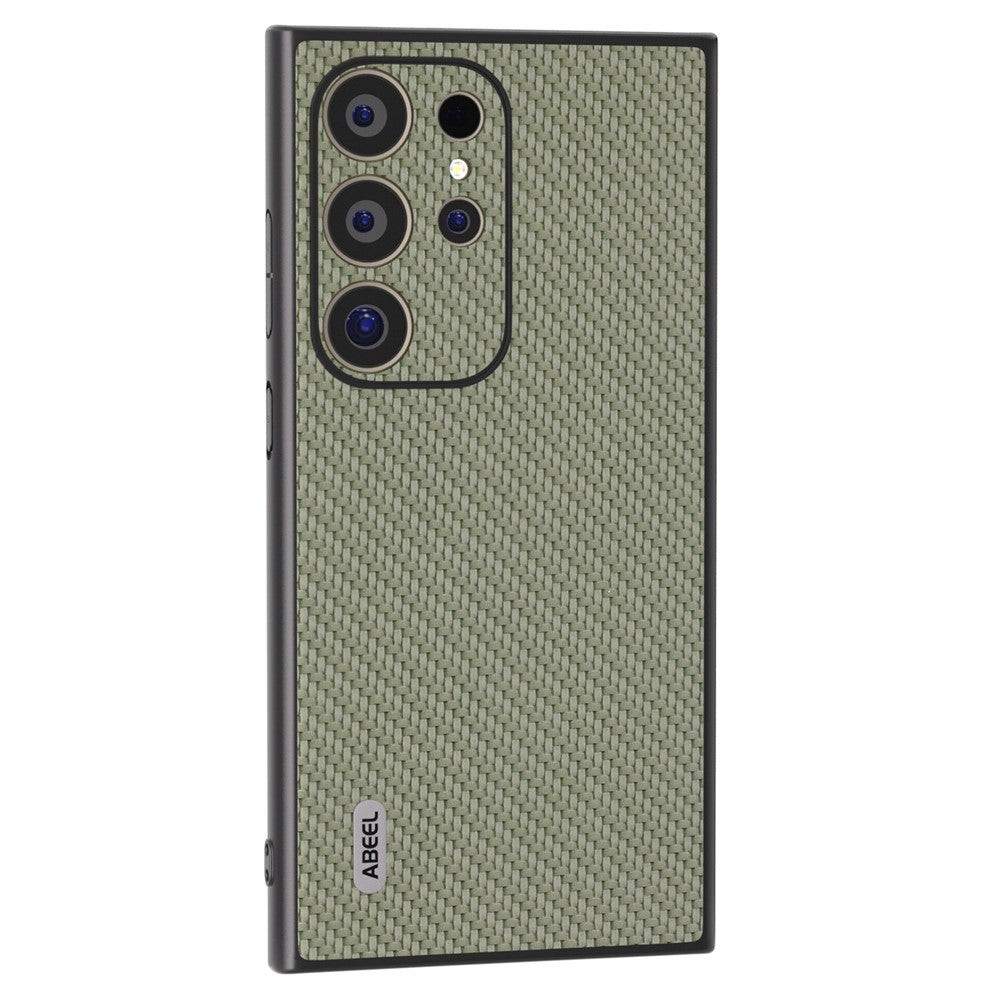 ABEEL For Samsung Galaxy S24 Ultra Case Carbon Fiber Texture PU Leather+PC+TPU Cell Phone Cover