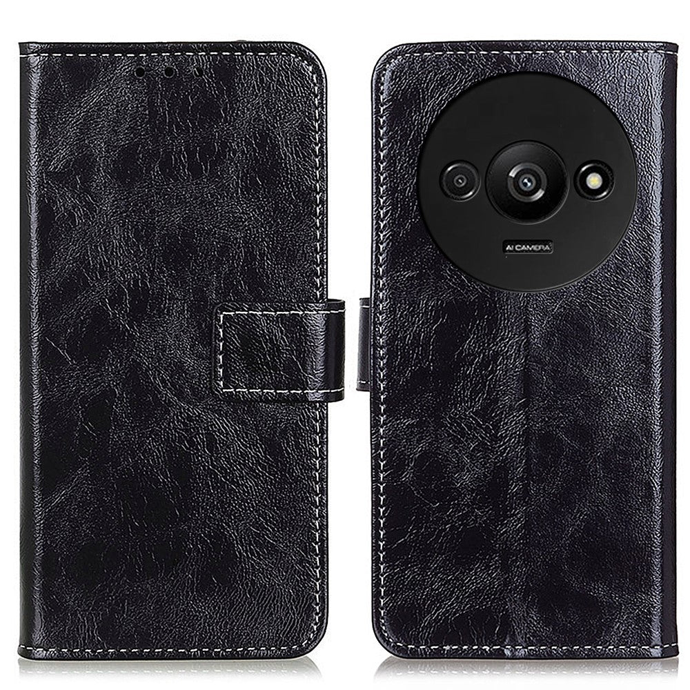 For Xiaomi Redmi A3 / Poco C61 4G PU Leather Case Cell Phone Back Cover Retro Phone Shell