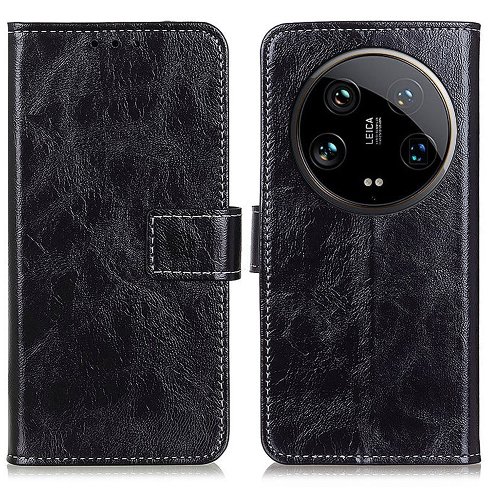 For Xiaomi 14 Ultra Drop Resistant Wallet Case Retro PU Leather Phone Cover