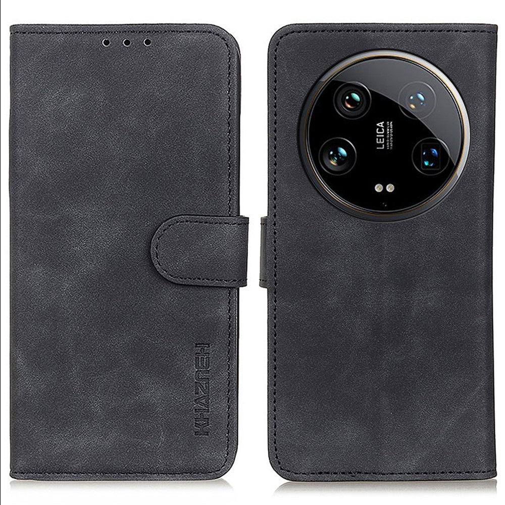 KHAZNEH For Xiaomi 14 Ultra Case Retro PU Leather Wallet Bump Proof Phone Cover