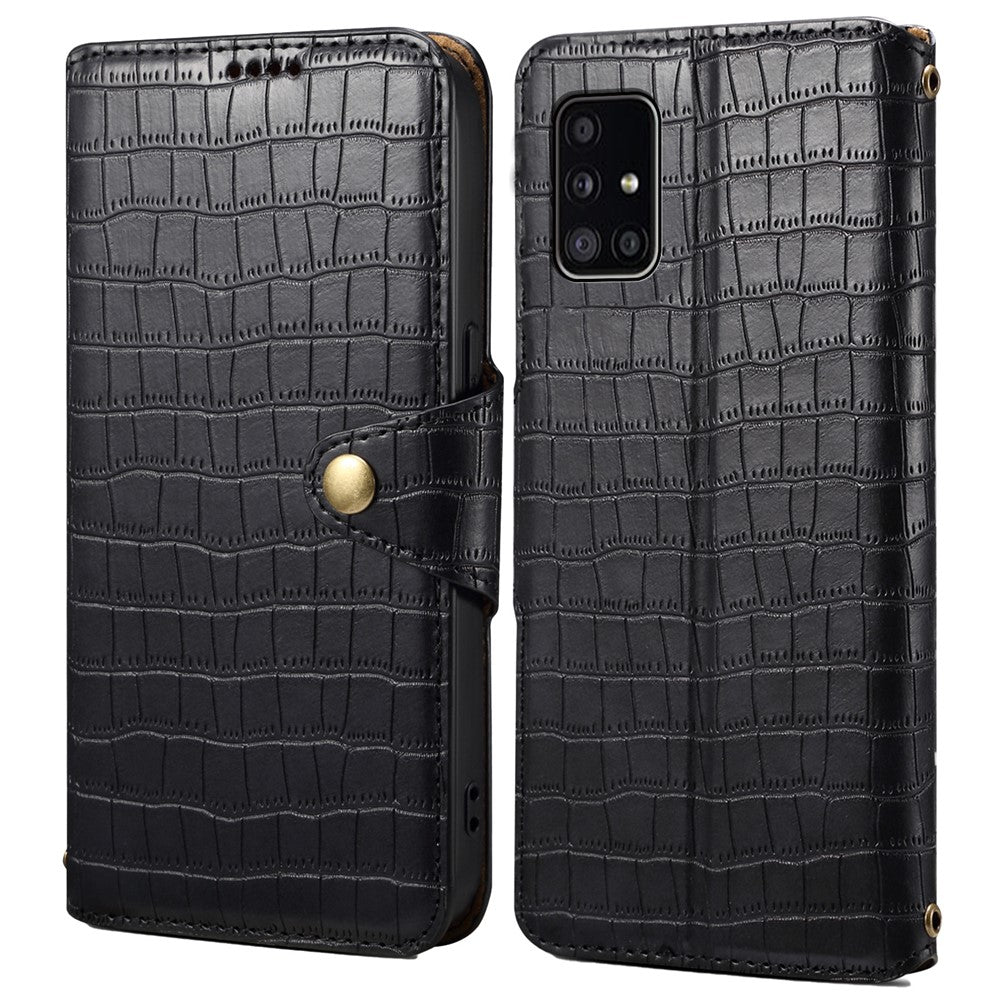 Til Samsung Galaxy A51 4G SM-A515 Pung Etui i PU Læder med Krokodillemønster Telefoncover