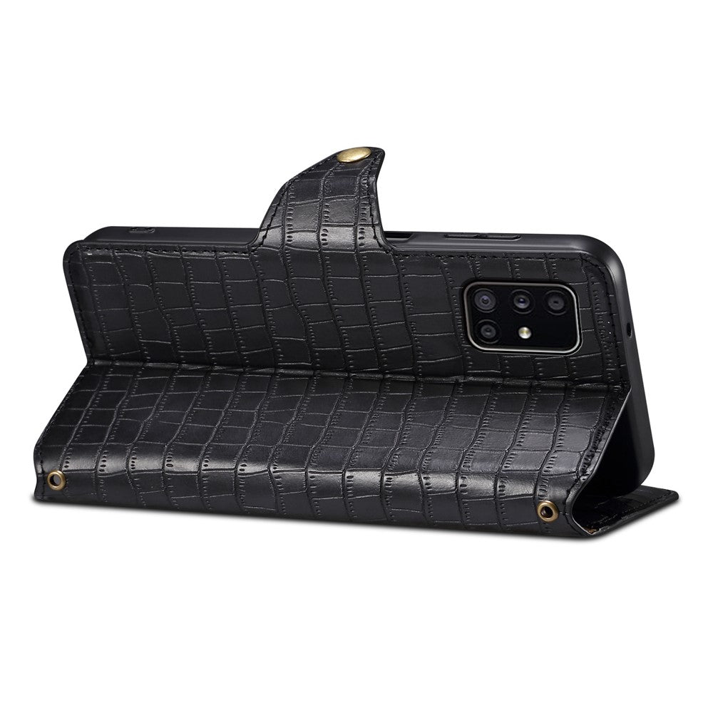 Til Samsung Galaxy A51 4G SM-A515 Pung Etui i PU Læder med Krokodillemønster Telefoncover