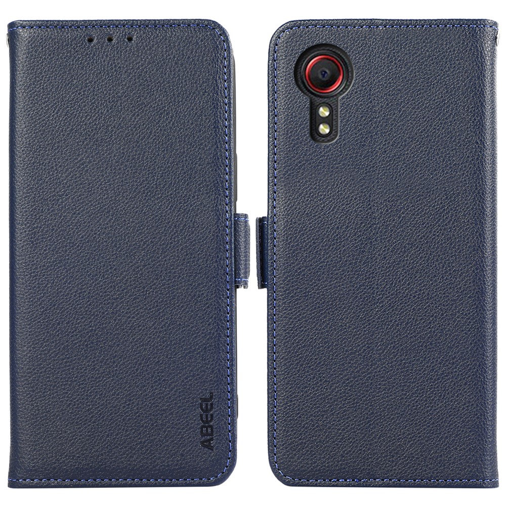 ABEEL For Samsung Galaxy Xcover 5 Leather Case RFID Blocking Litchi Texture Wallet Phone Cover