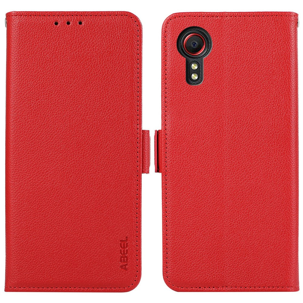 ABEEL For Samsung Galaxy Xcover 5 Leather Case RFID Blocking Litchi Texture Wallet Phone Cover