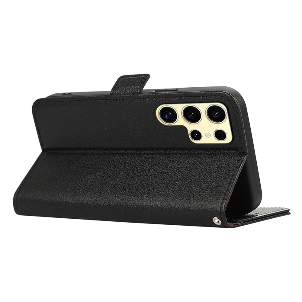ABEEL til Samsung Galaxy S24 Ultra Cover Litchi Tekstur Læder RFID Blokerende Telefoncover