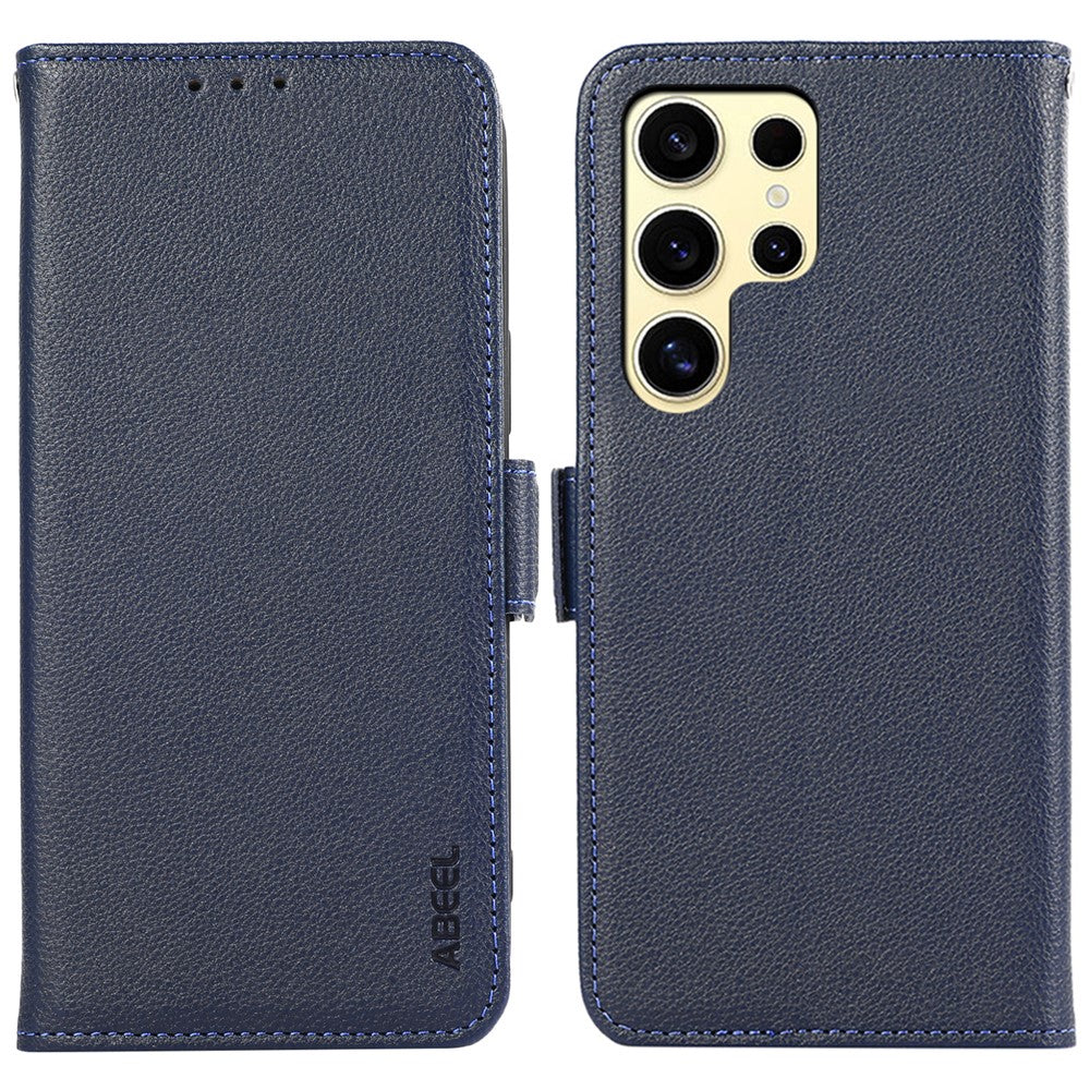 ABEEL til Samsung Galaxy S24 Ultra Cover Litchi Tekstur Læder RFID Blokerende Telefoncover