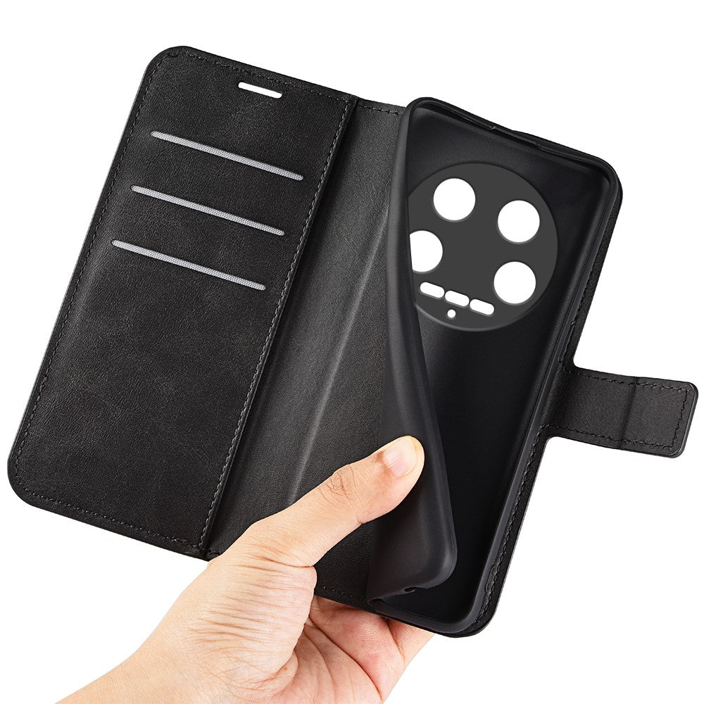 Xiaomi 14 Ultra-skal med kalvstruktur i läder, plånbok, mobilmobilfodral