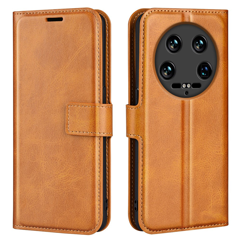 Xiaomi 14 Ultra-skal med kalvstruktur i läder, plånbok, mobilmobilfodral