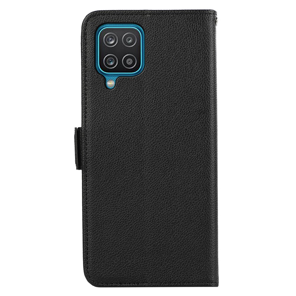 ABEEL För Samsung Galaxy A12 Skal Litchi Textur PU Läder RFID Blockerande Mobilskal