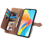 For Oppo A38 4G / A18 4G Zipper Wallet Case with Strap Flower Imprint PU Leather Phone Cover